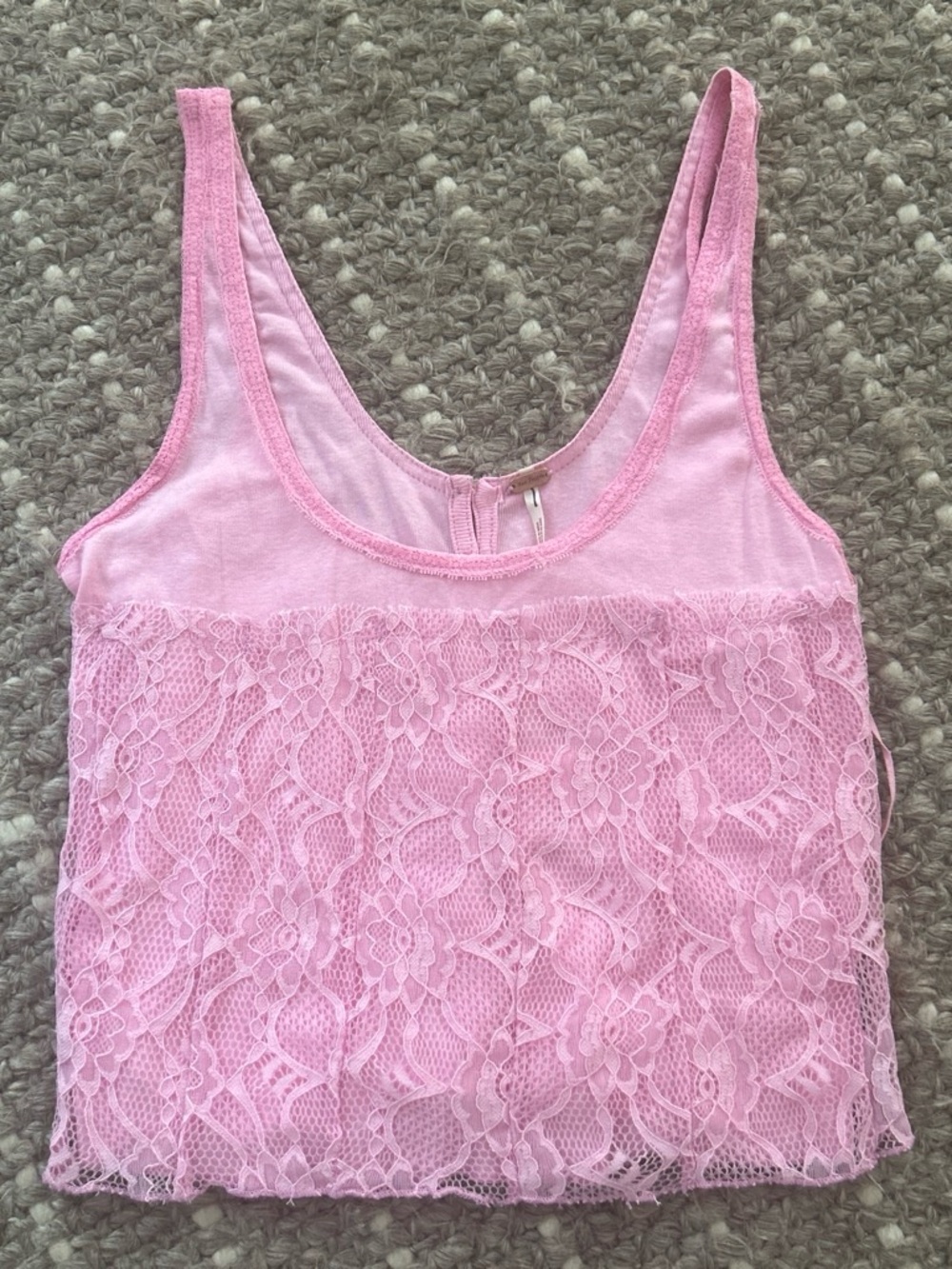 Free People Lace-Overlay Pink Tank Top
